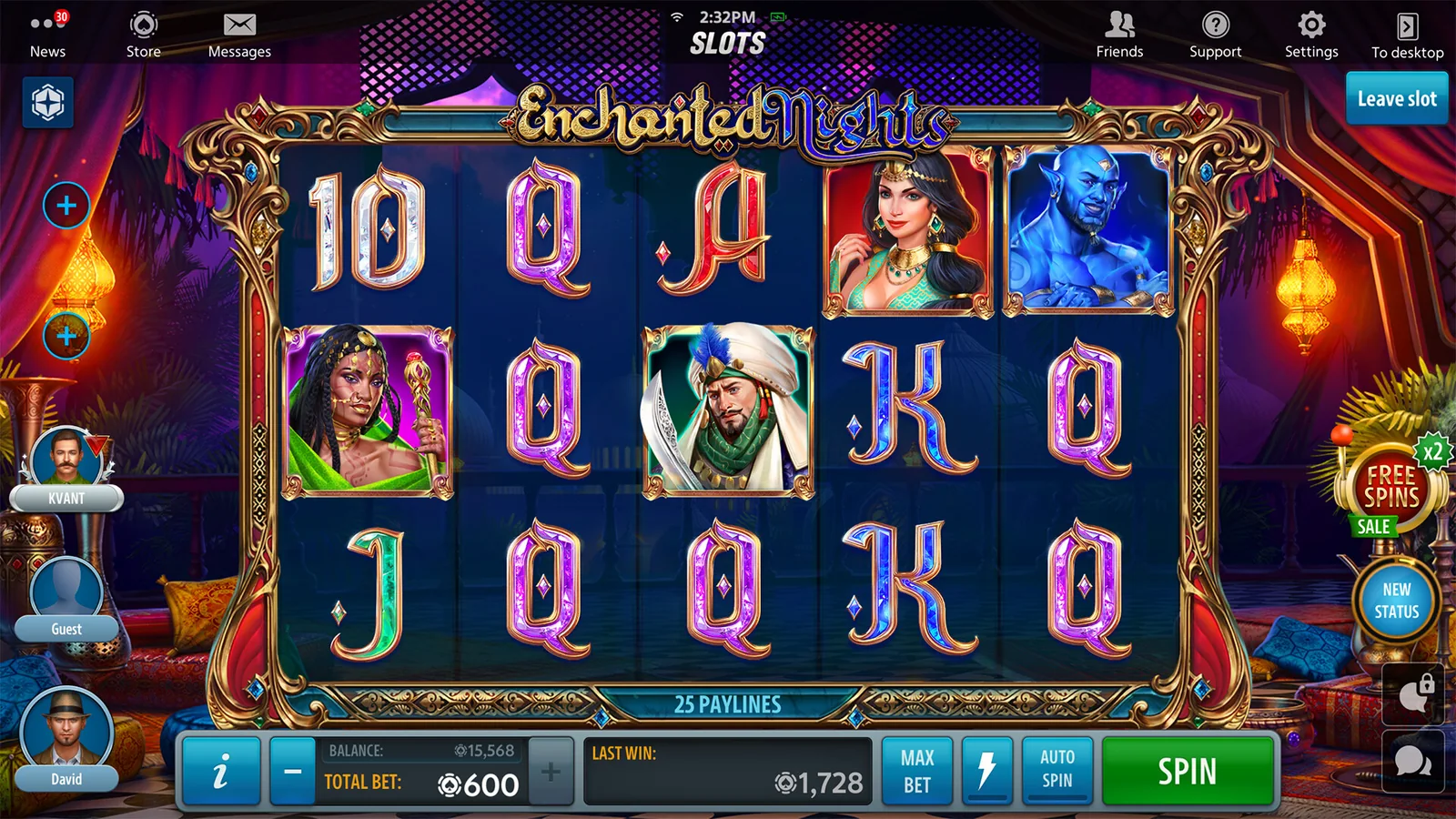 Tampilan permainan slot dengan reel dan simbol warna-warni